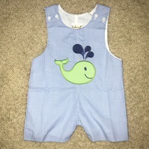 Adorable boy whale shortall!